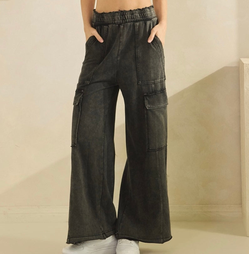 Mineral Wash Utility Trousers-Ash