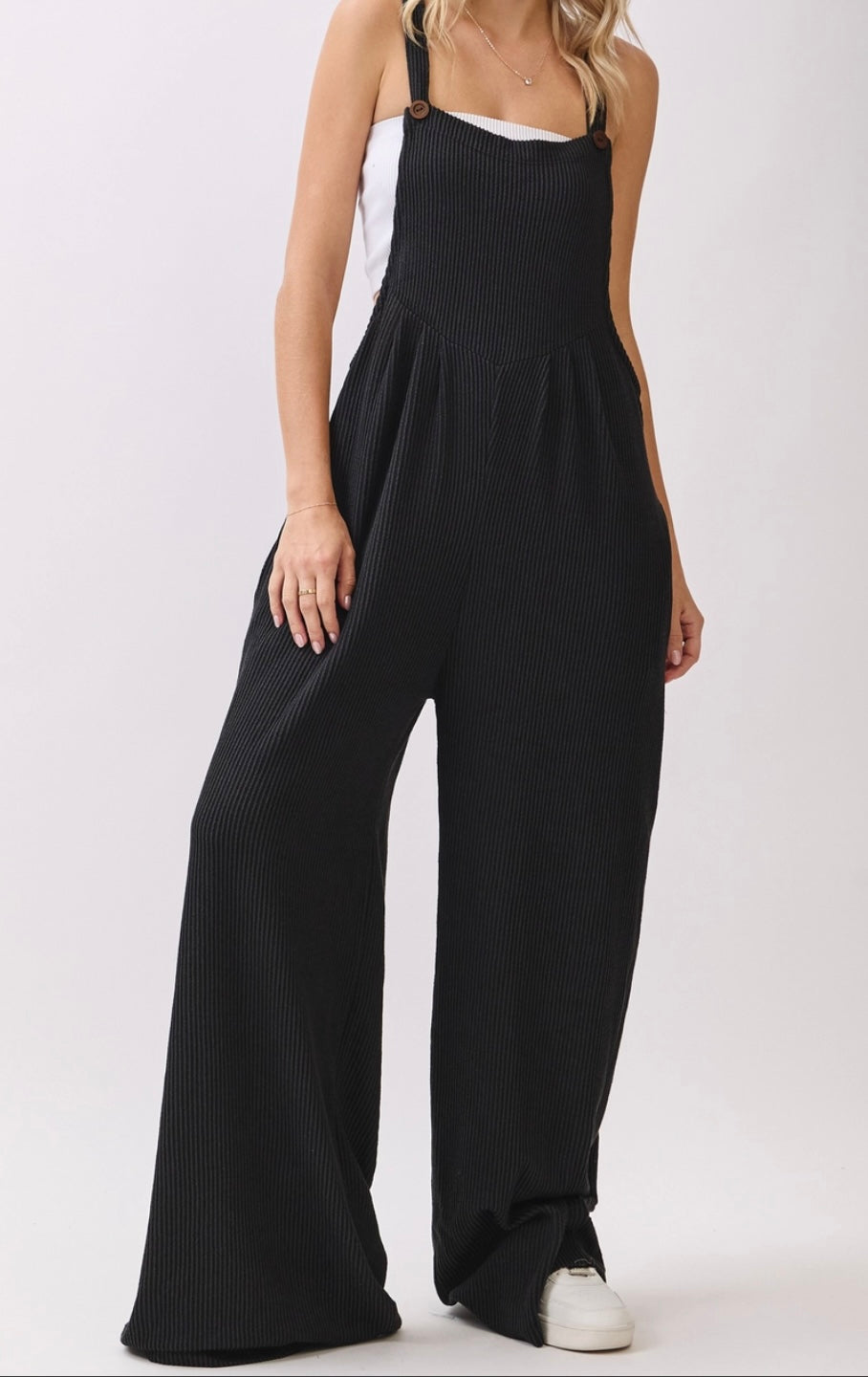 Black Ribbed Overalls