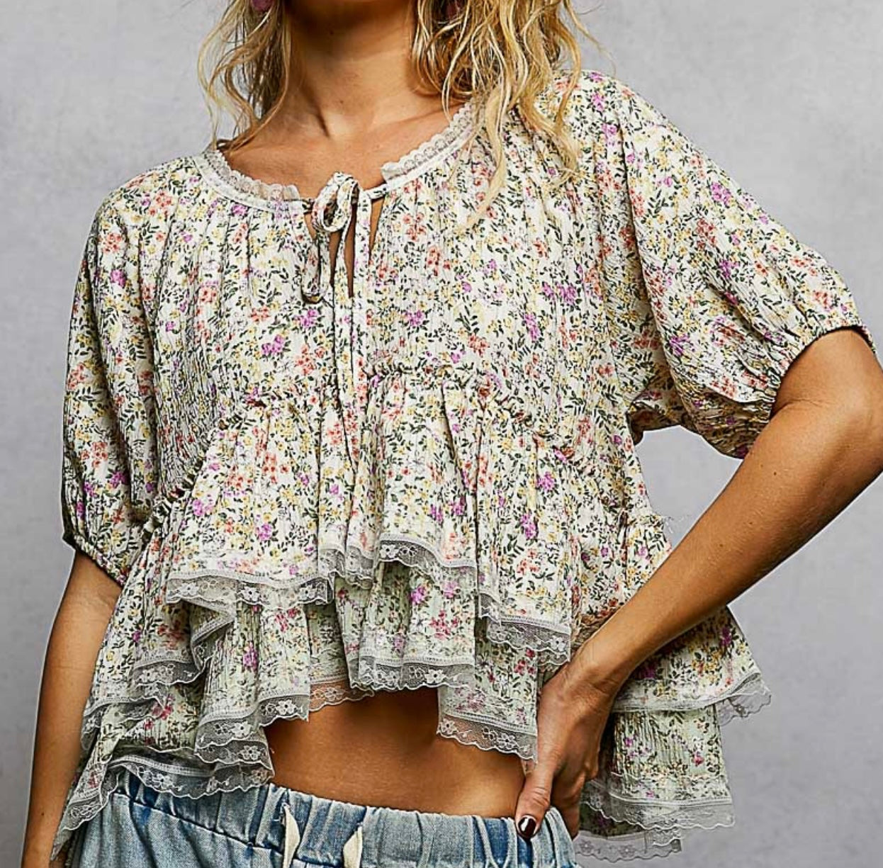 Ivory Floral Top