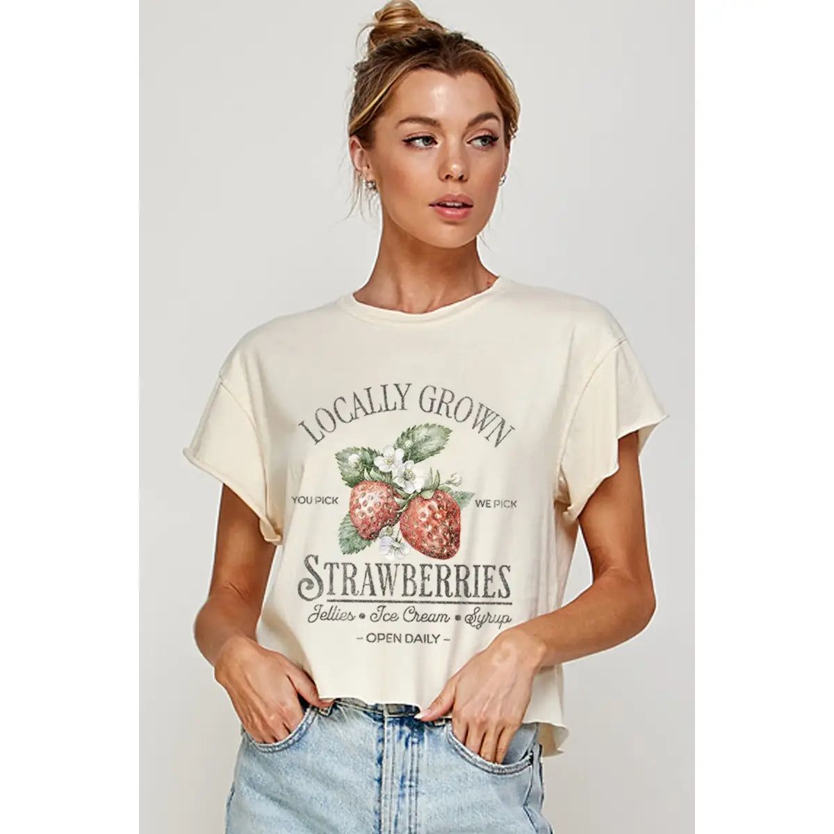 Locally Grown Strawberry Vintage Graphic Crop Top