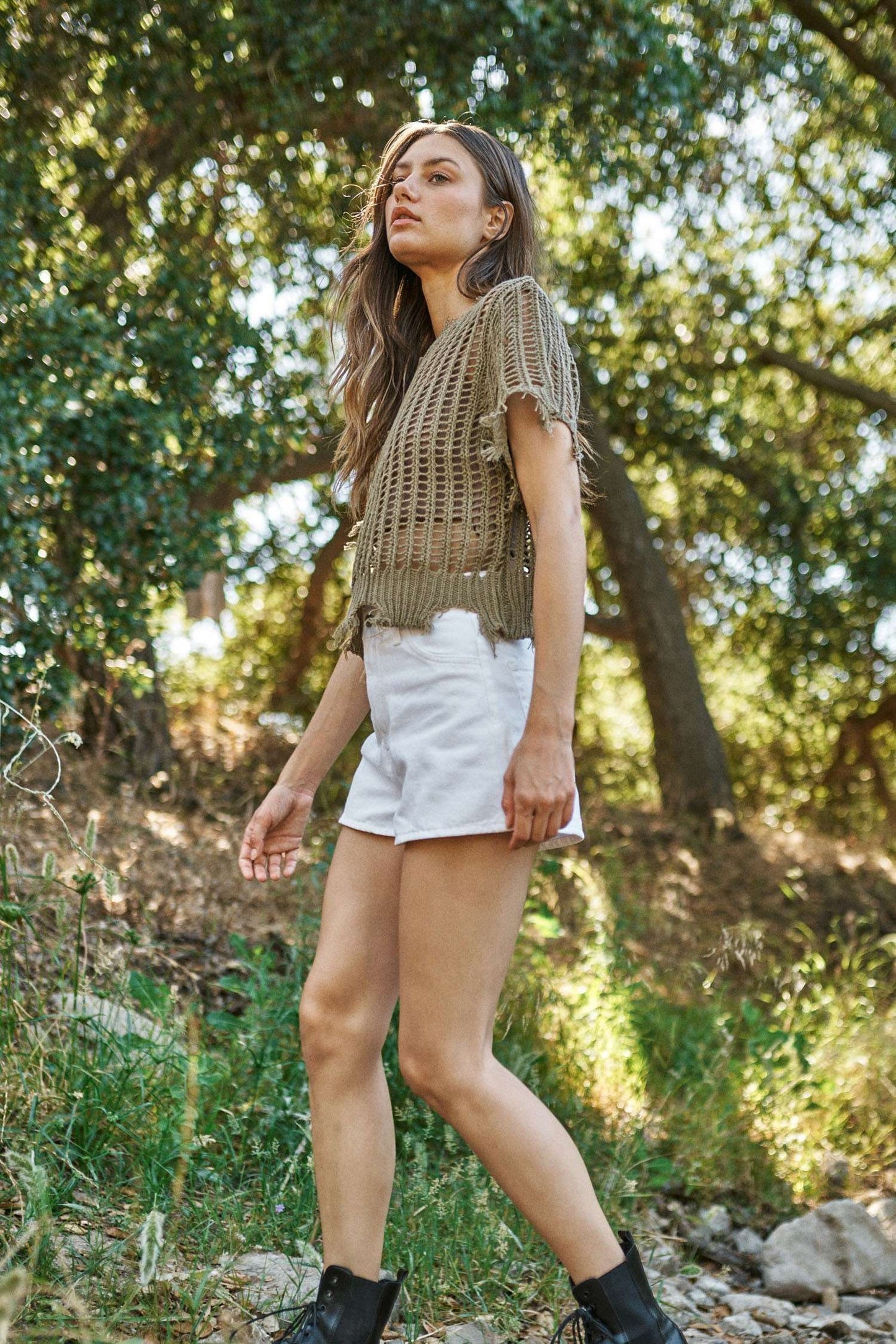 Crochet Olive Green Top