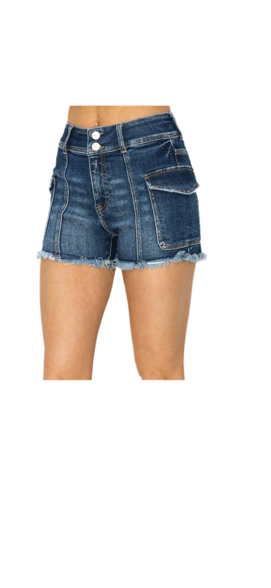 High Rise Cargo Dark Shorts Risen