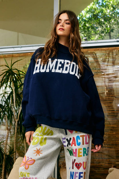 HOMEBODY | Reversible "HOMEBODY" Mock Neck Sweatshirt