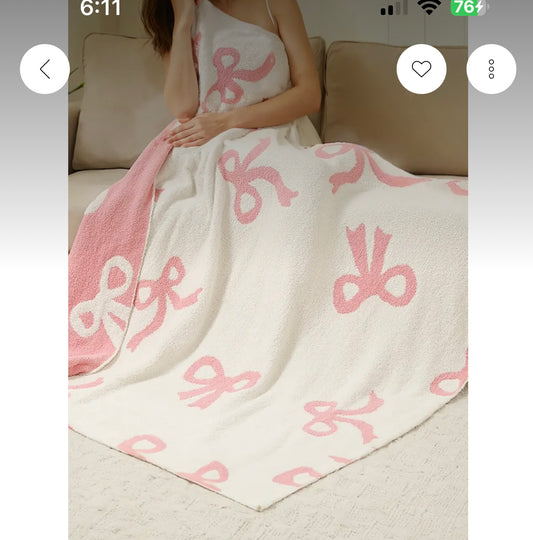 Bow Pink Throw Blanket
