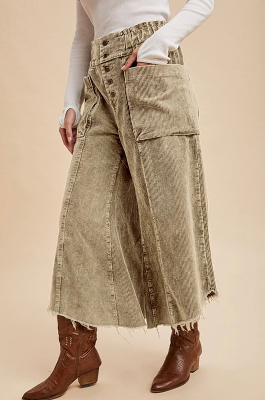 Stone Cord Wide Leg Gauchos Annie Wear