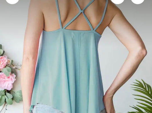 Mint Criss Cross Tank Top