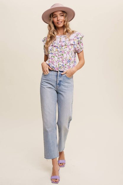 Floral Lace Collar Blouse