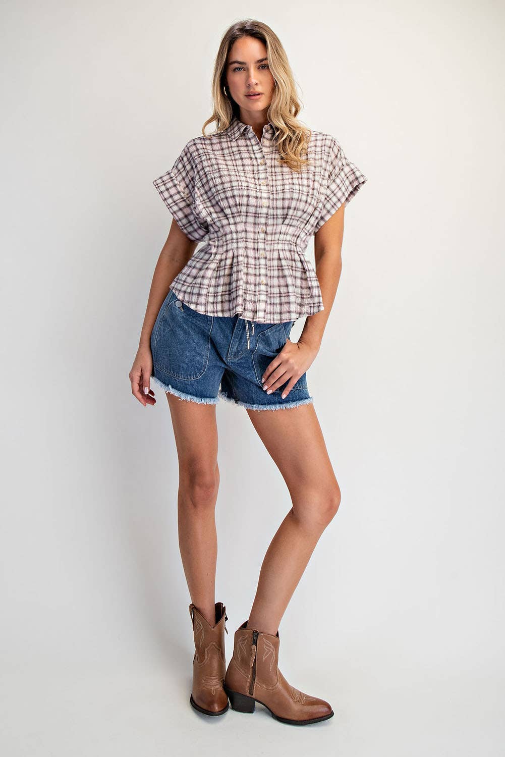 Dusty Trails Plaid Top