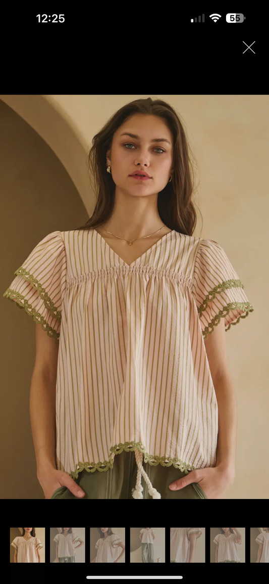 Blush Pink and olive  top