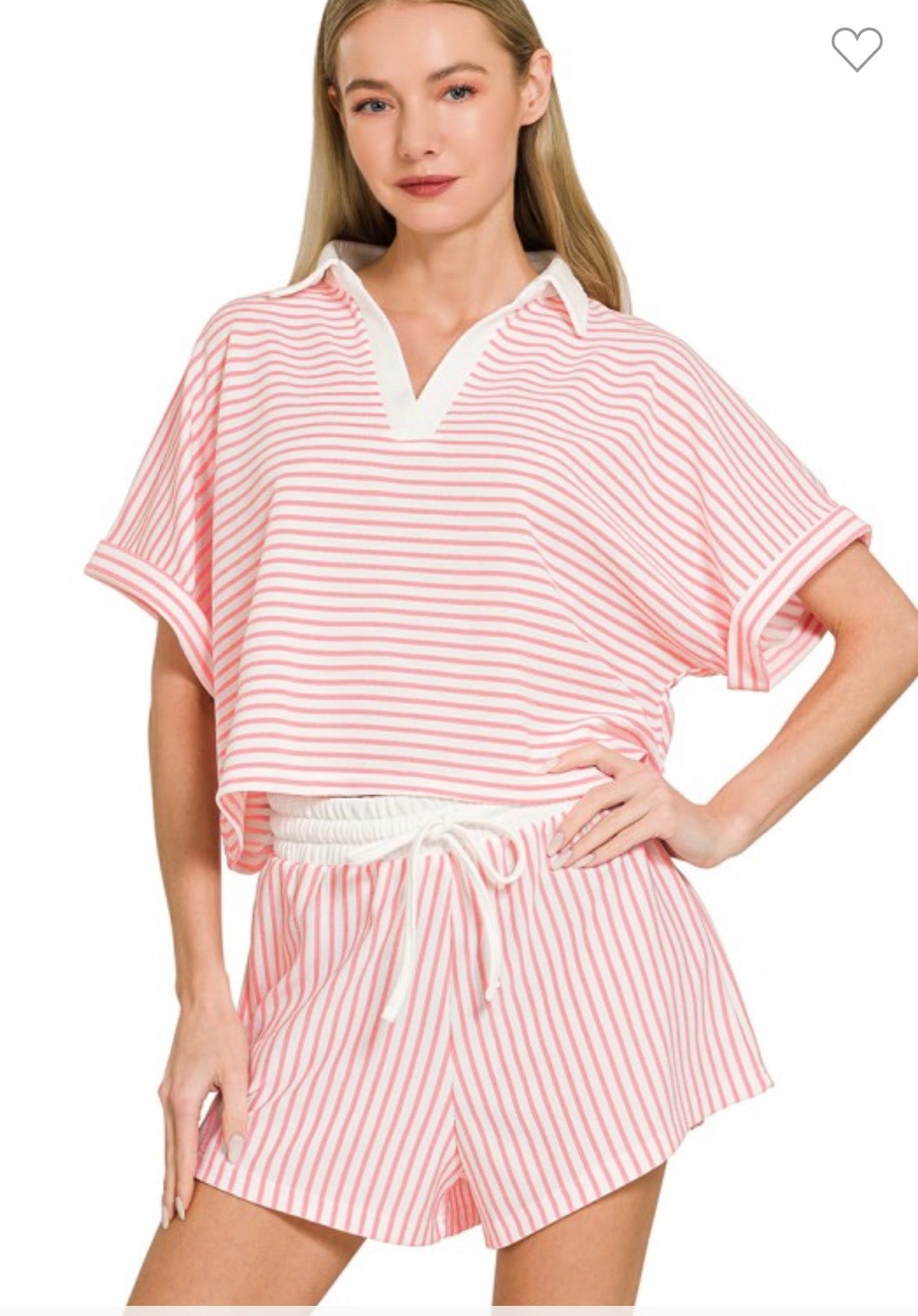 Pink Z Stripe Short Set 3520y