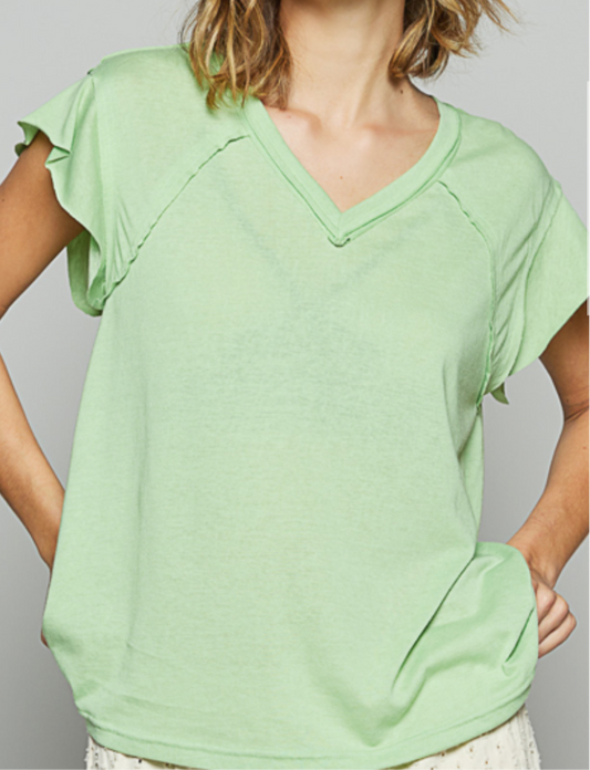 Lime V Neck Top