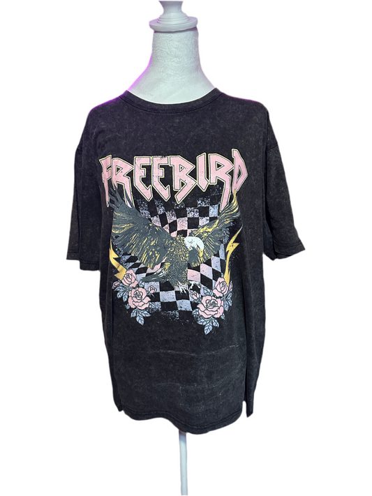Black Mineral Wash Freebird Tshirt