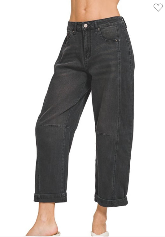 Black Z Barrel Jeans