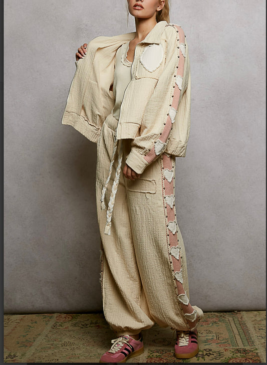 Cream/ Pink Star Jacket Pol