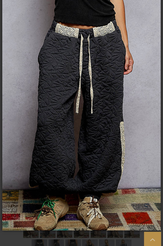 Quilted Charcoal Joggers Pol