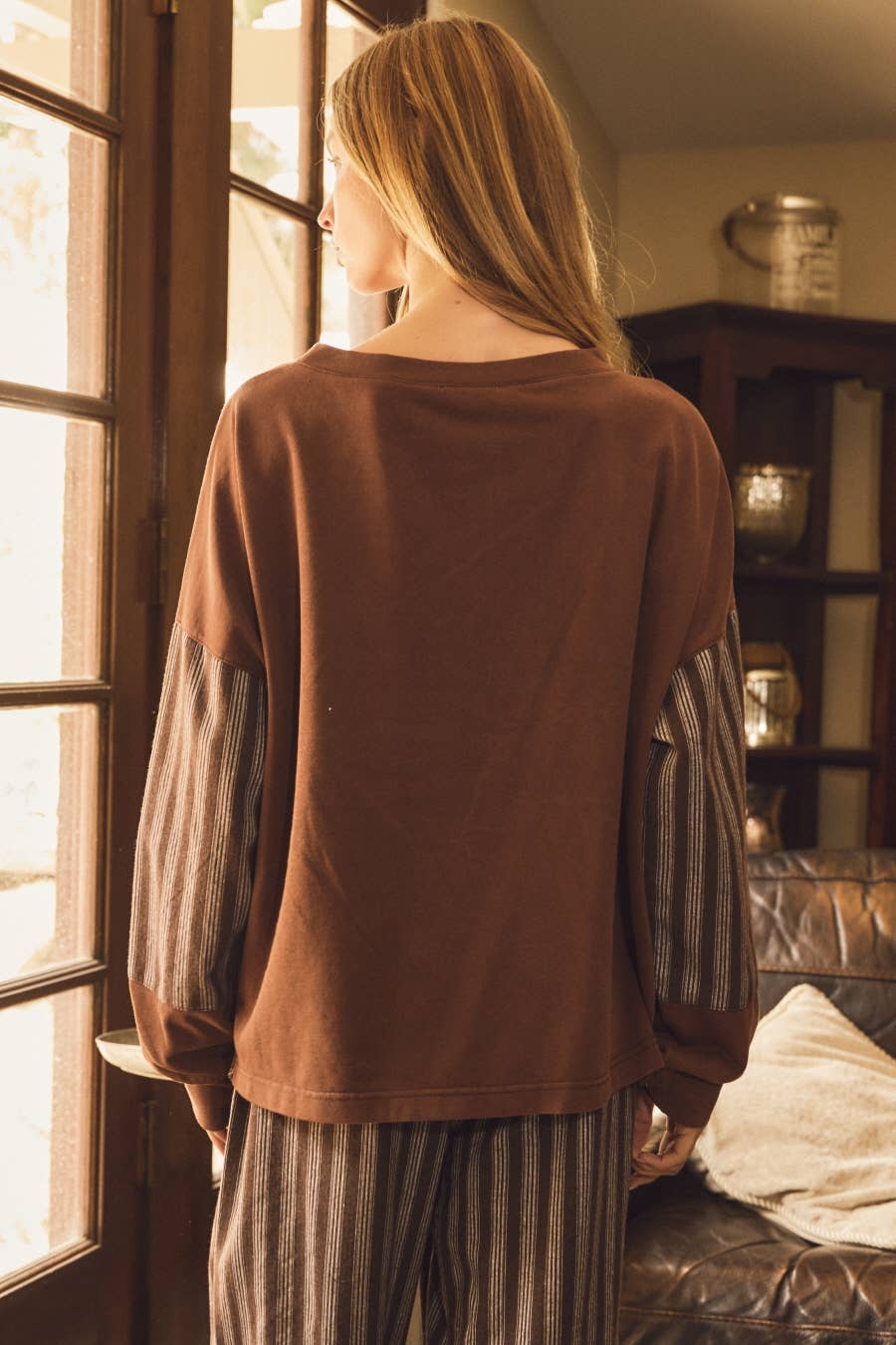 Striped Clearance Terry Sweatshirts And Pants Set