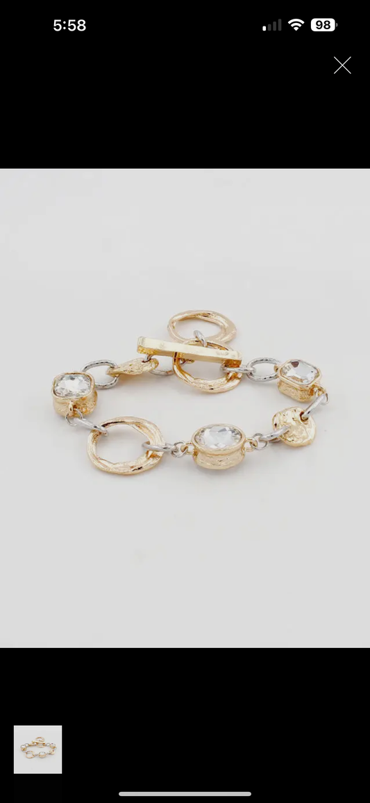 Gold and Silver Textured Bracelet