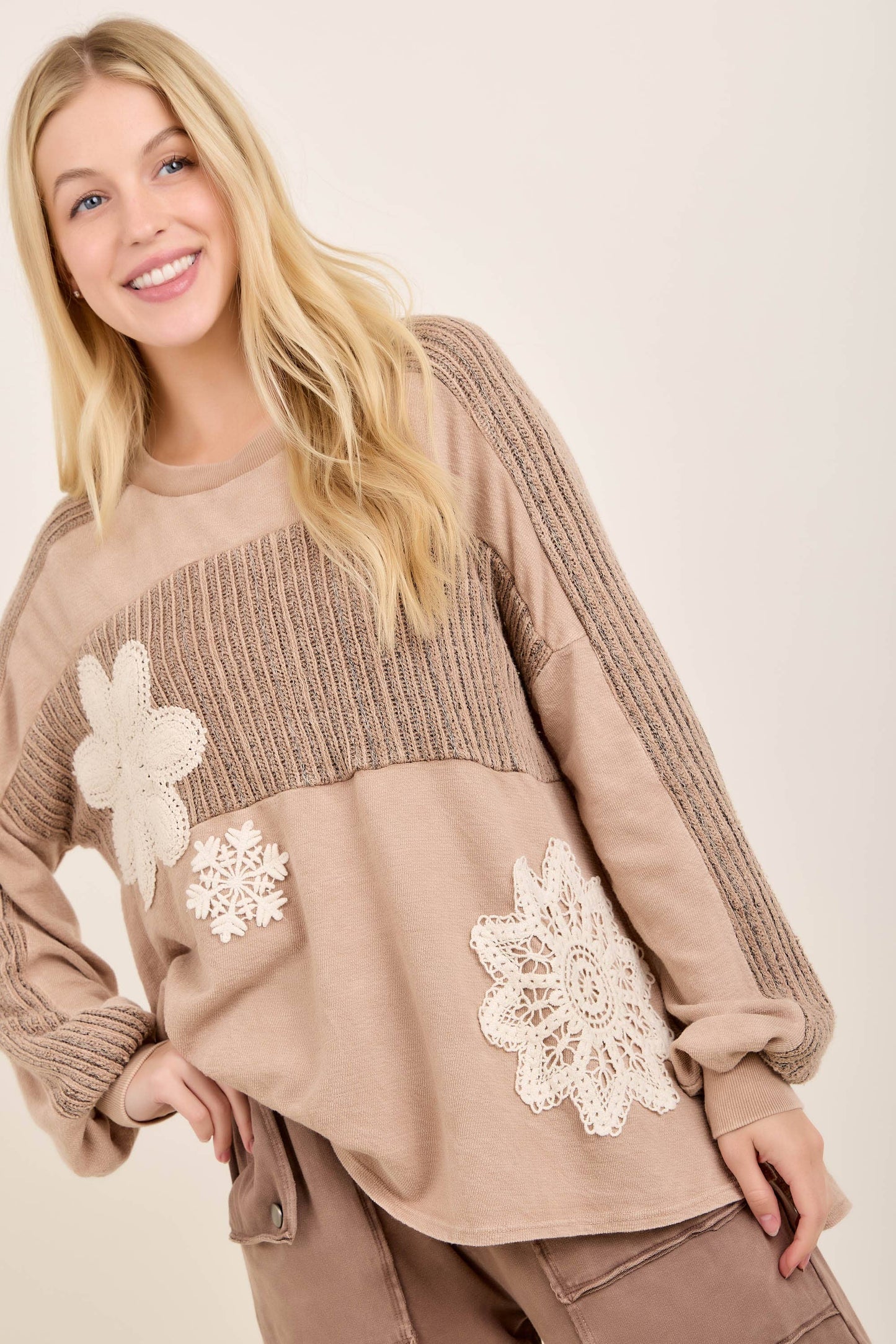 MineralWashed Snowflake doily Winter Sweater