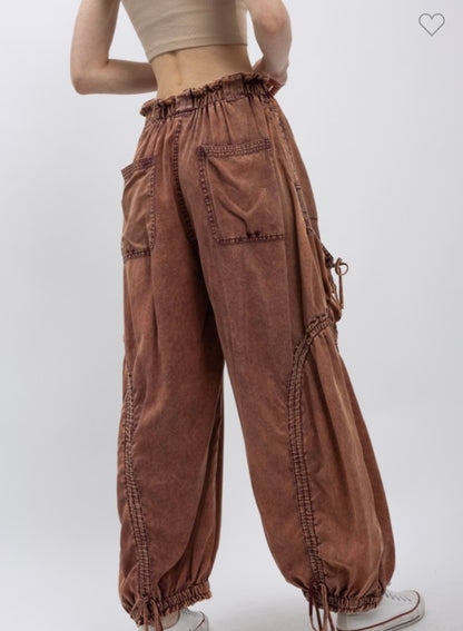Red Bean Cargo Bow Joggers Blue Velvet