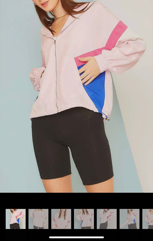 Color Block Pink Windbreaker