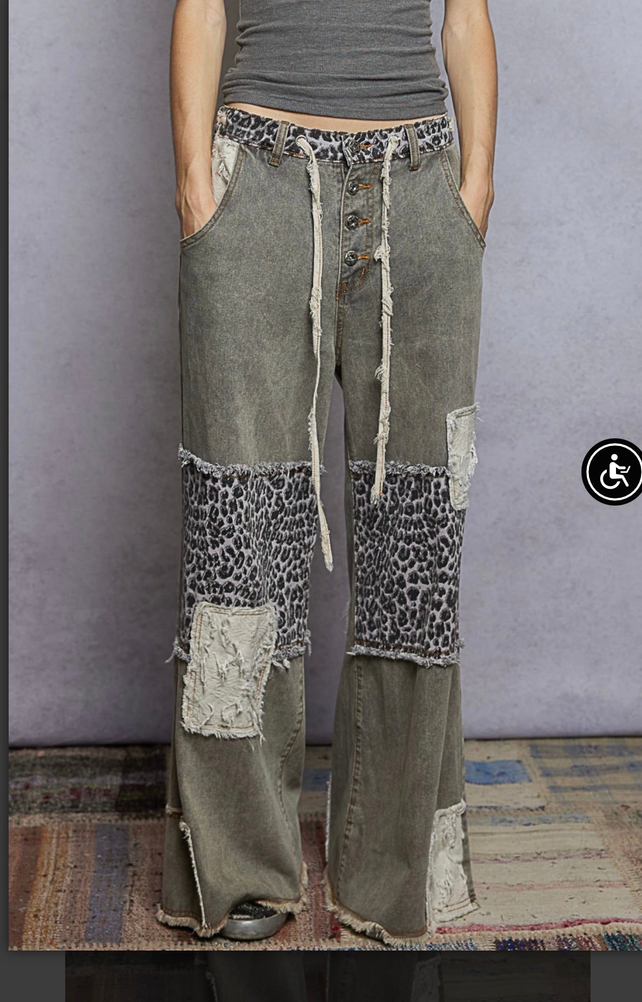 Mineral Wash Ash Black Animal Print Jean Pol