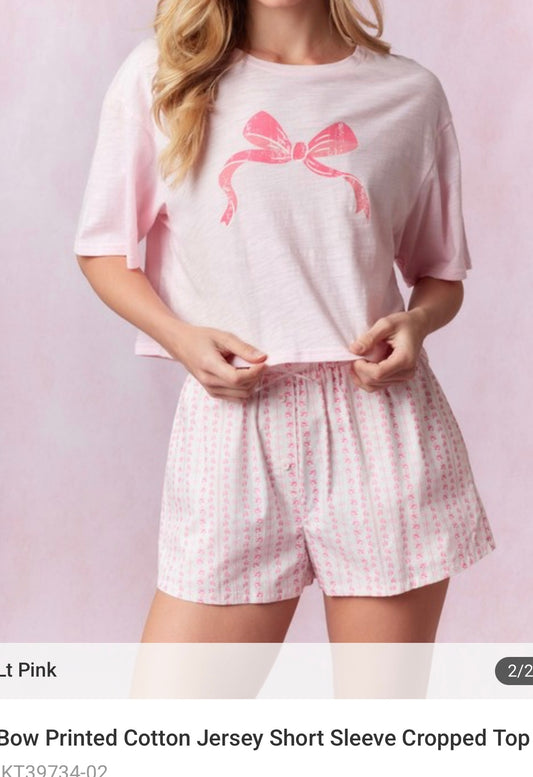 Cropped Pink Bow Tshirt