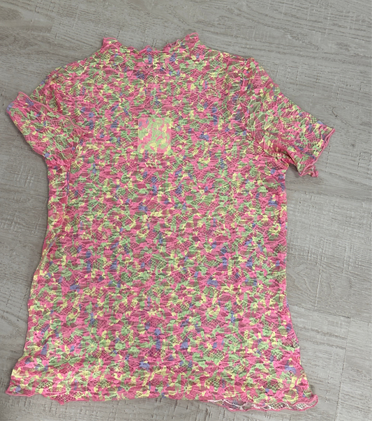 Neon Mesh Short Sleeve Top