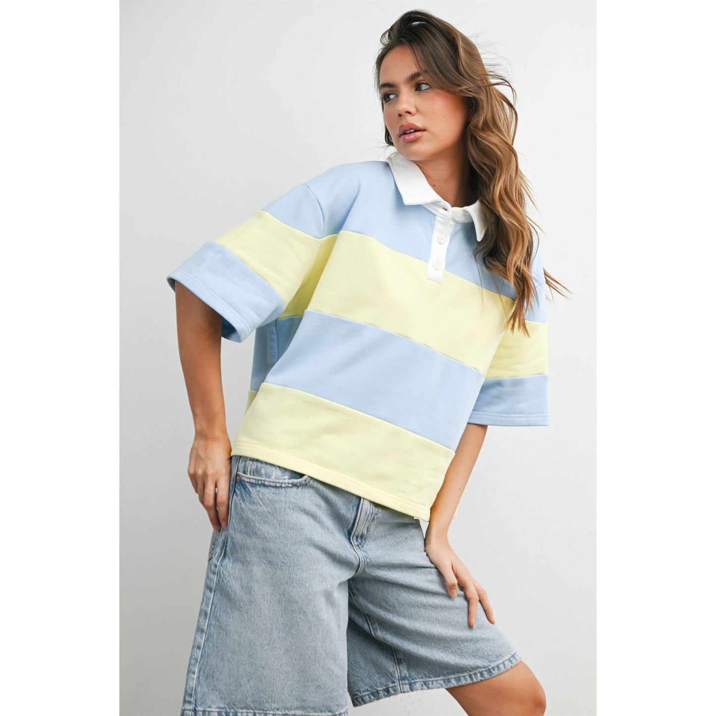Striped Boxy Polo Shirt