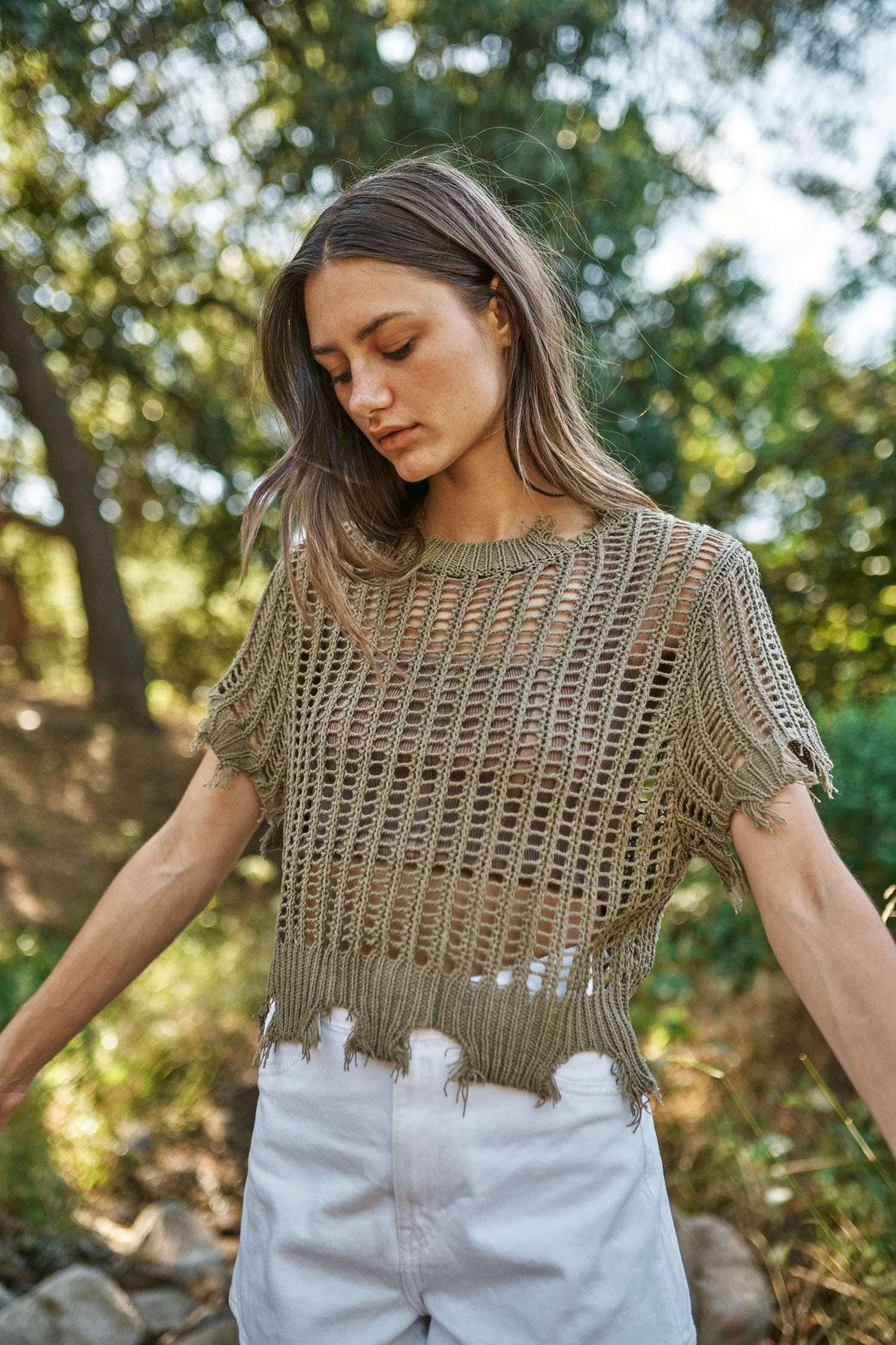 Crochet Olive Green Top