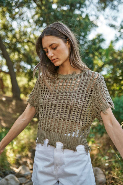 Crochet Olive Green Top
