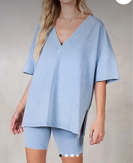 Ice Blue Oversized Top