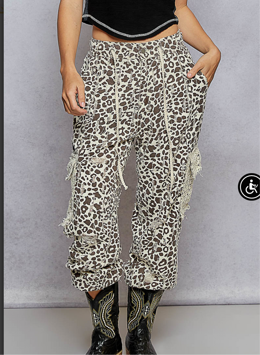 Cream Leopard POL Joggers