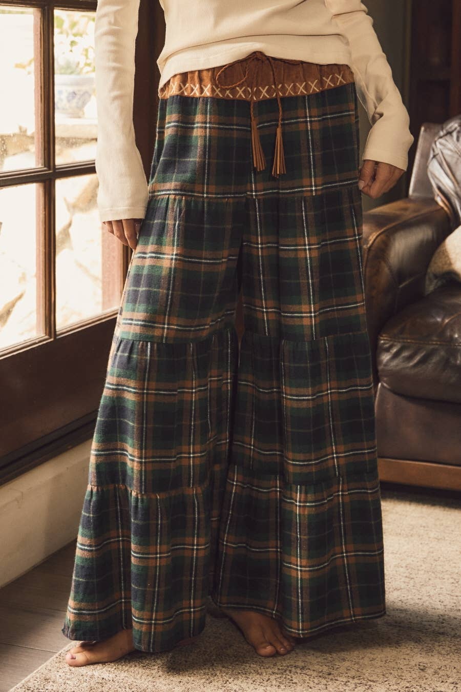 Plaid Tiered Pants