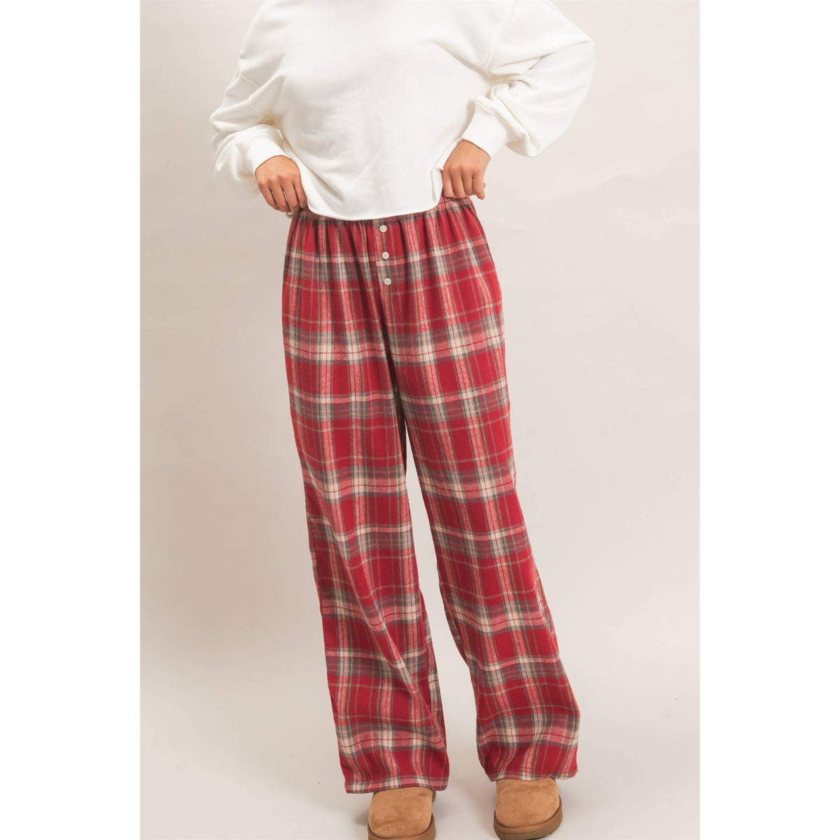 Plaid Wide-Leg Pants