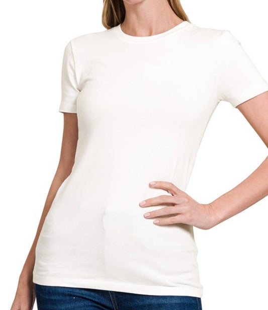 White Fitted Basics Top