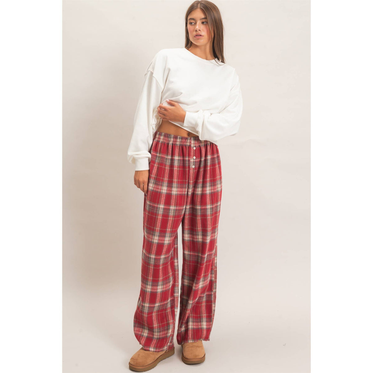 Plaid Wide-Leg Pants
