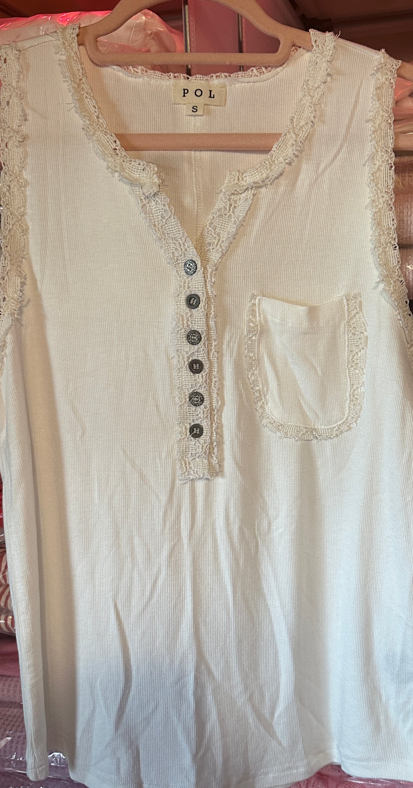 Cream Sleeveless with lace