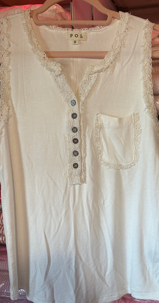 Cream Sleeveless with lace