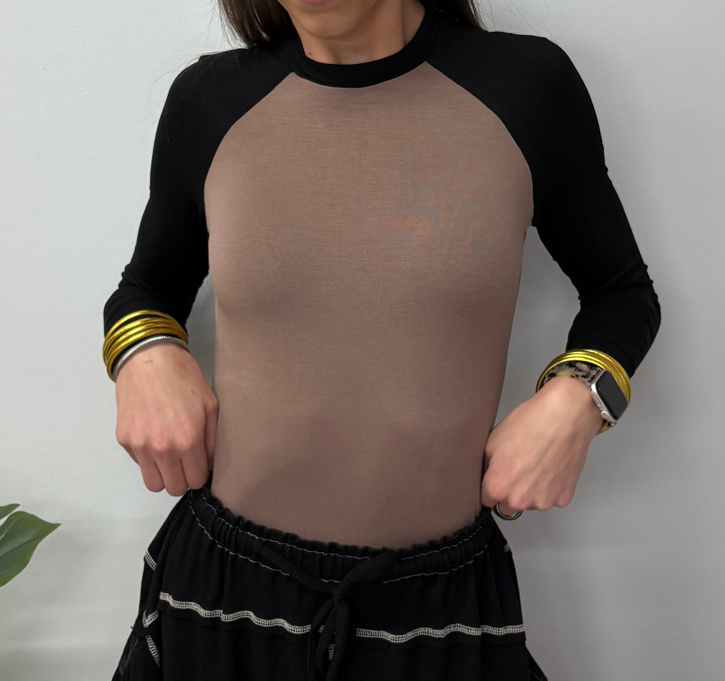 Coffee and Black Varsity Top