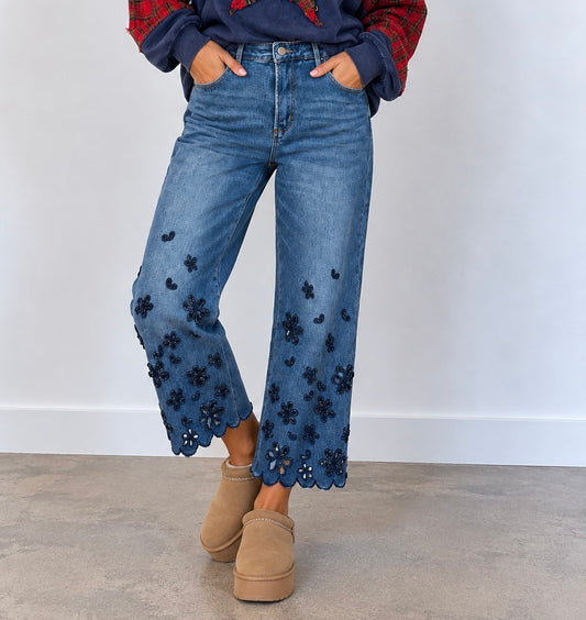 Oli & Hali Washed Flower Cut out Jeans