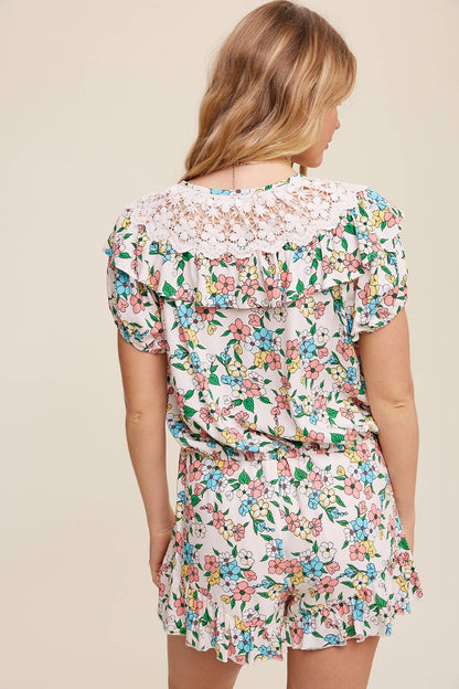 Floral Lace Collar Blouse