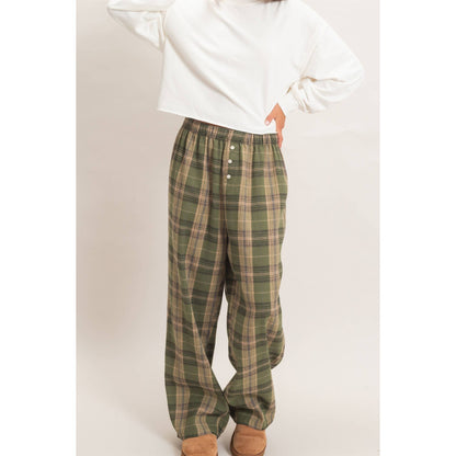 Plaid Wide-Leg Pants