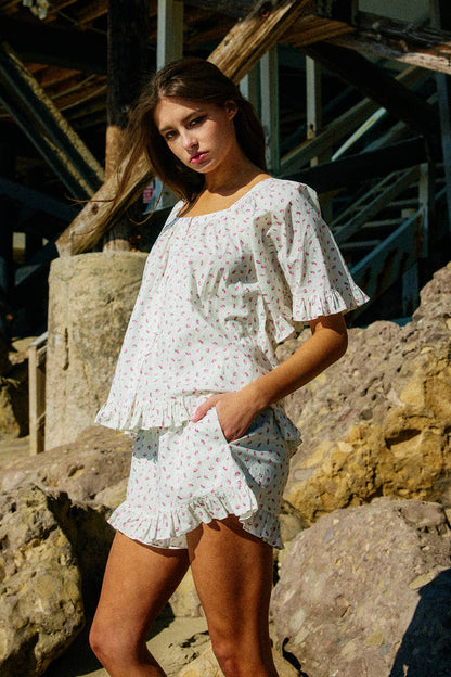 BL Square Neck Ruffled Floral Set