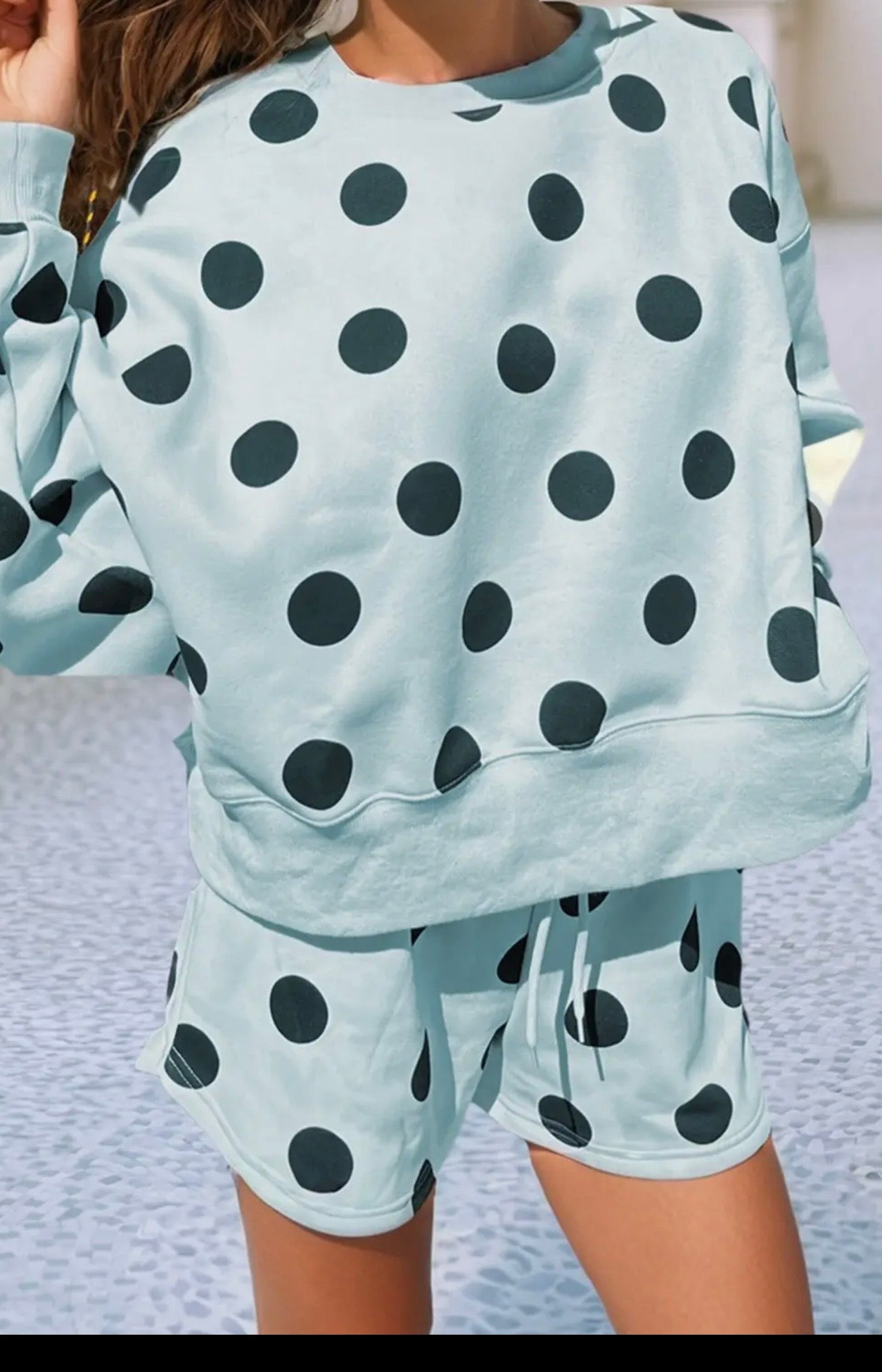 Blue Polka Dot Short Set