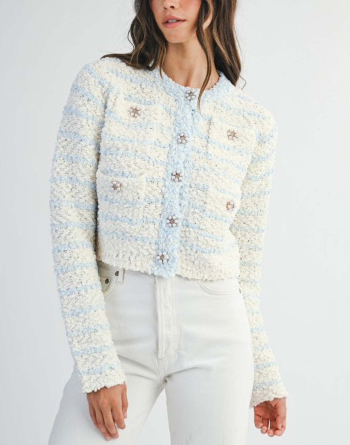 Winter Blue Baby and Cream Cardigan