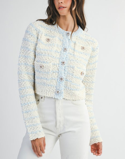 Winter Blue Baby and Cream Cardigan