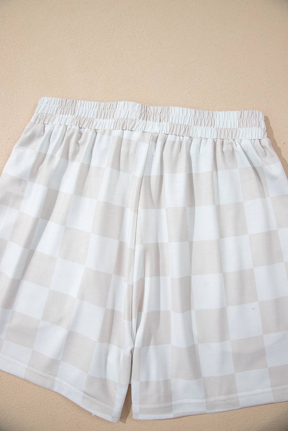 Checkered V Neck Tee Drawstring Shorts Lounge Set