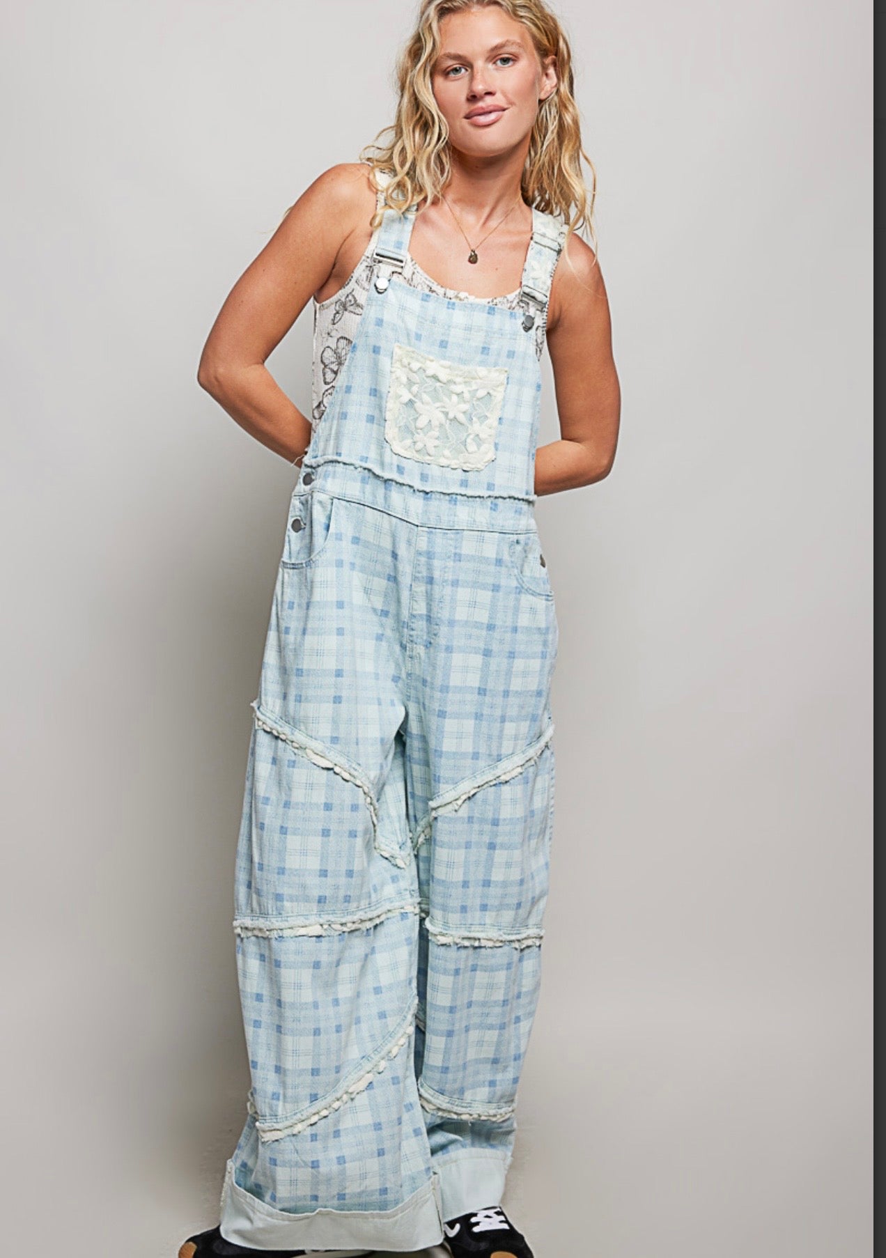 Blue Plaid Overalls Pol