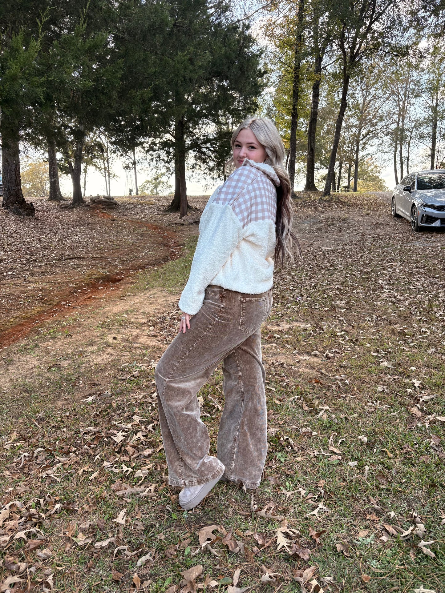 Risen Mocha High Rise Corduroy Wide Leg Pants