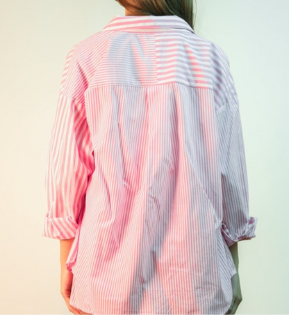 Pink Stripe Oversized Top and Short Set